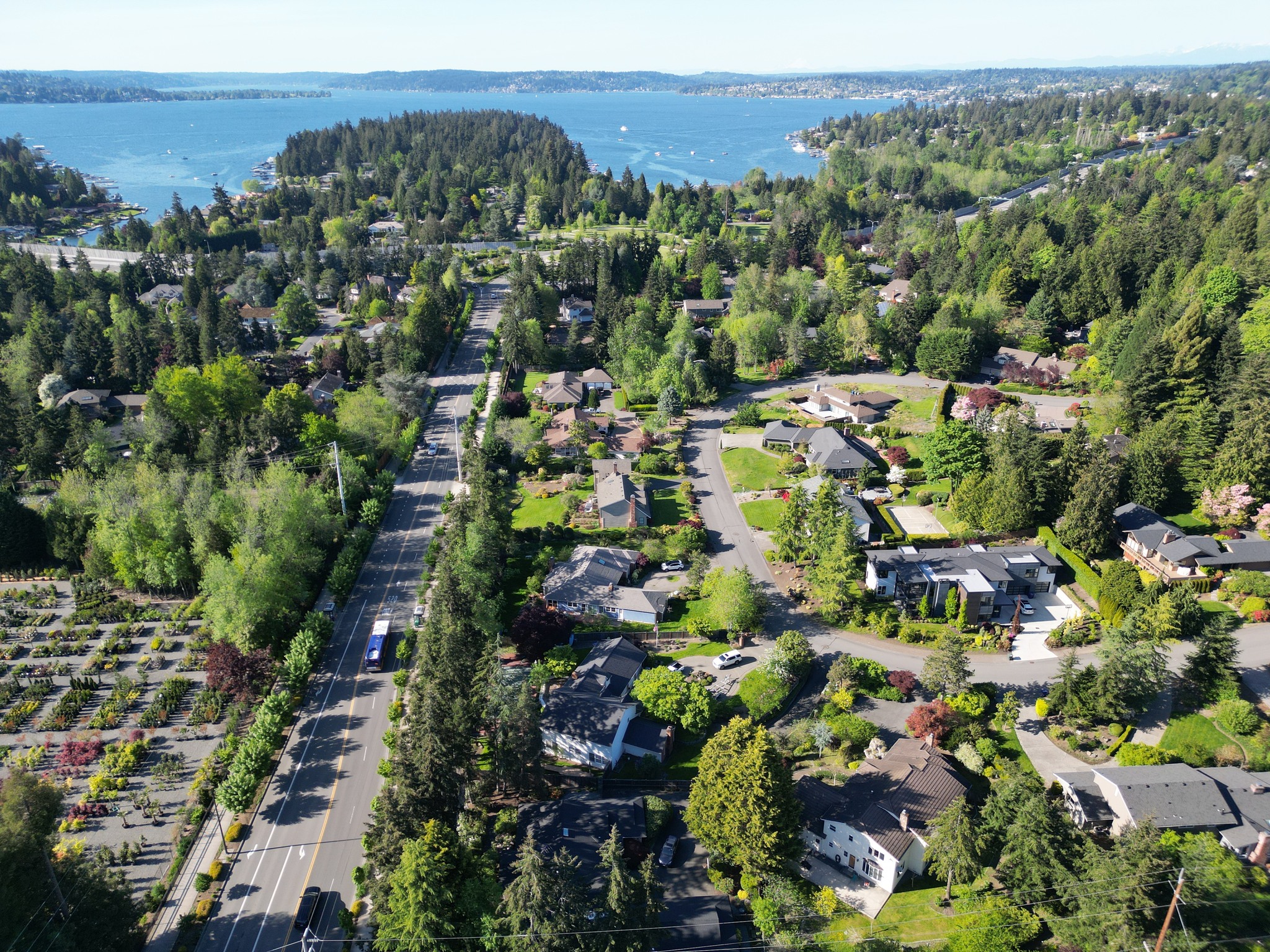 Aerial view of Clyde Hill neighborhood on the Eastside ridge