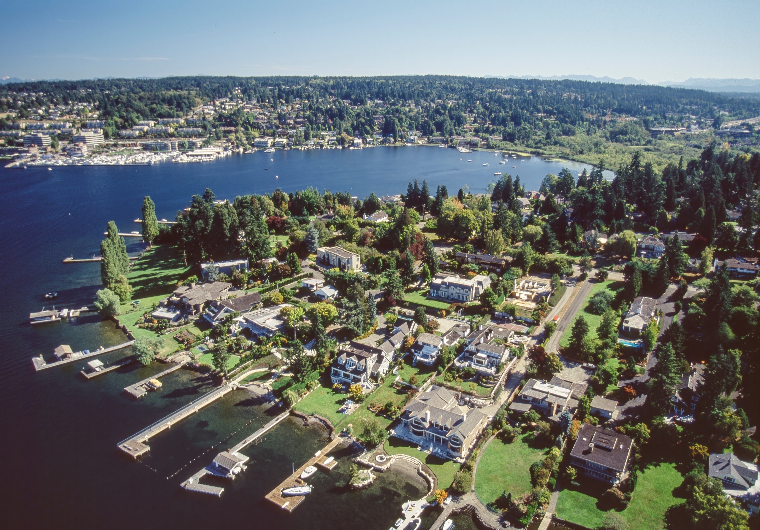 Aerial view of Yarrow Point waterfront homes