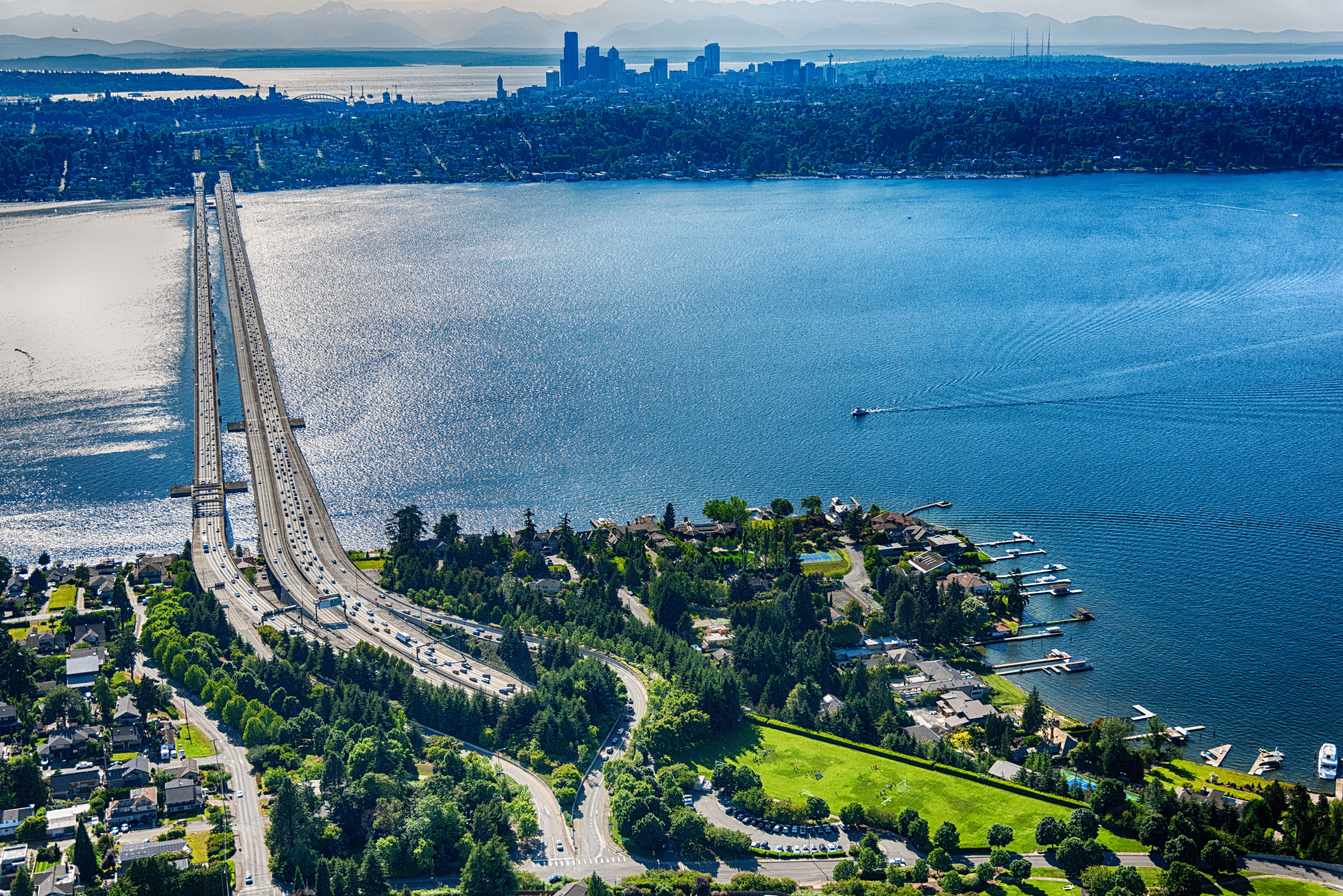 Lake Washington and Seattle skyline from Clyde Hill