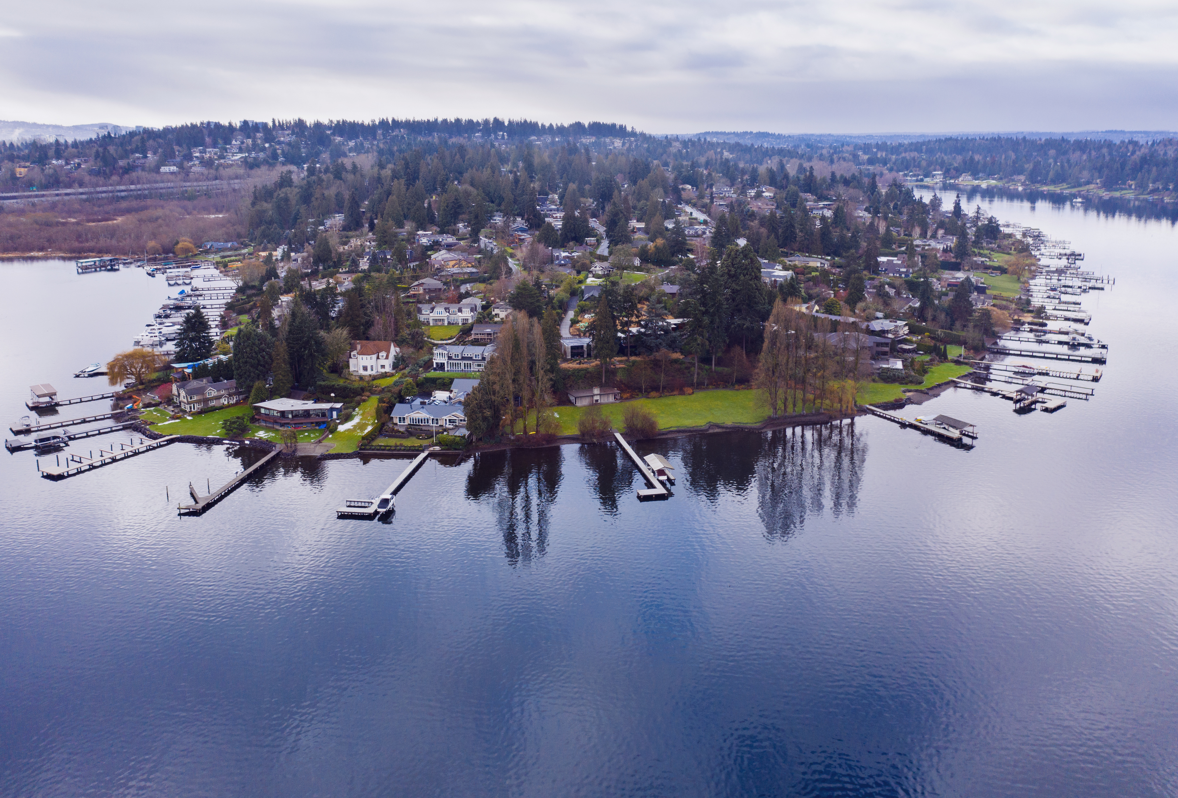 Aerial view of Medina waterfront